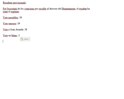 Resultats provisionals